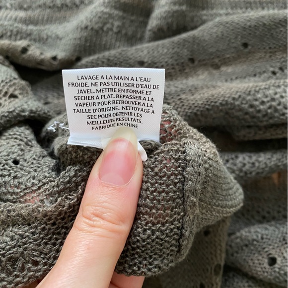 EILEEN FISHER Green Linen Knit Vneck Tshirt sz L - Picture 5 of 5